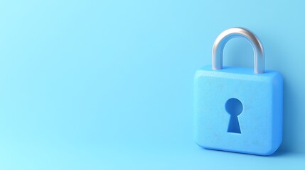 Blue Padlock on a Light Blue Background Symbolizing Security, Protection, and Safety in Digital and Physical Worlds