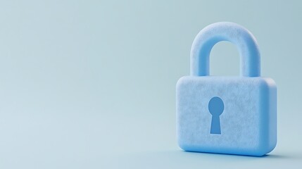 Fototapeta premium Blue padlock on a soft pastel background symbolizing security, protection, safety, and confidentiality in digital space