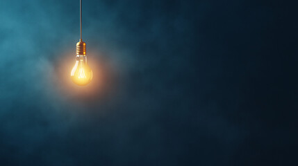 A glowing light bulb emits bright energy, an isolated idea and electric light concept. 