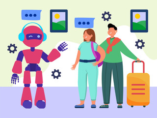 Customer Service Robot Concept Illustration Stylish and Beautiful