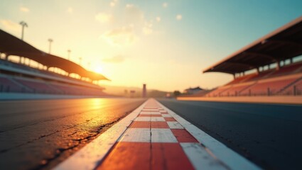Fototapeta premium Sunrise motion blur effect on asphalt race track with