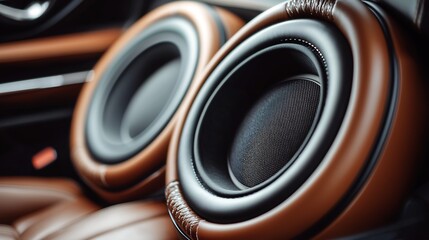 Close-up of luxurious car audio speakers, enhancing driving experience