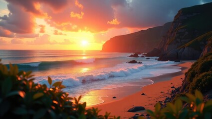 Sunset scenery featuring motivational quotes.