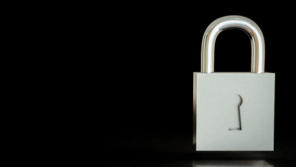 The Silver lock for protection or security concept 3d Rendering.
