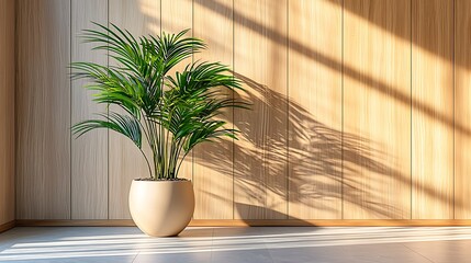 Lush Green Potted Plant in Minimalist Setting