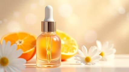 Radiant Skin Rejuvenation Vitamin C Serum Ampoules with Fresh Orange Slices