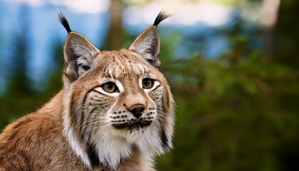 Fototapeta premium Close-up of lynx whiskers glowing with firefly-like light against a soft, blurred forest background. Perfect for wildlife, nature, magical, and forest photography.