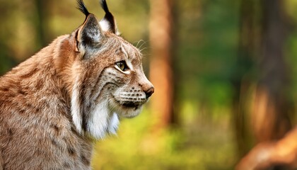 Obraz premium Close-up of lynx whiskers glowing with firefly-like light against a soft, blurred forest background. Perfect for wildlife, nature, magical, and forest photography.