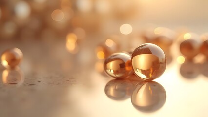 Luxurious Ampoules Displayed on Reflective Surface with Vintage Film Look