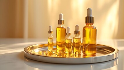 Naklejka premium Radiant Vitamin C Ampoules A Luxurious Product Photography Display
