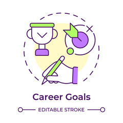 Obraz premium Career goals multi color concept icon. Milestone achievement, success. Test, exam. Round shape line illustration. Abstract idea. Graphic design. Easy to use in infographic, presentation