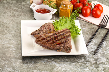 Delicus grilled beef steak with sauce