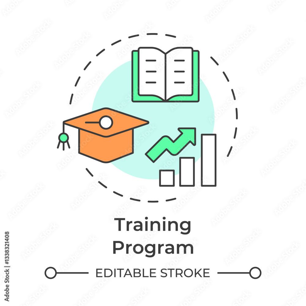 Poster training program multi color concept icon. professional development, growth. learning, knowledge. ro