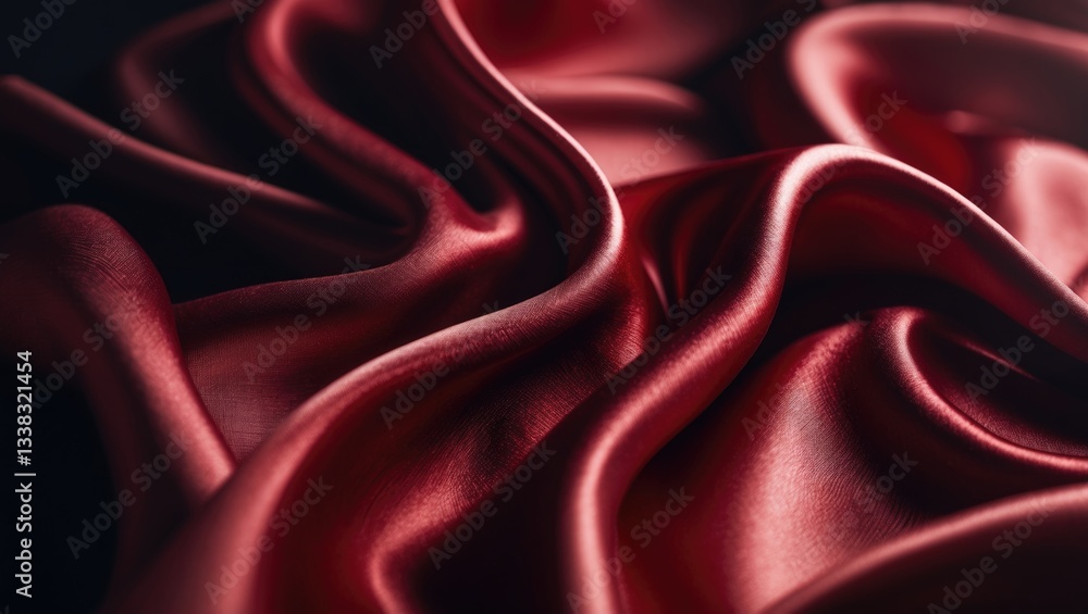 Poster black red satin fabric texture that is luxurious and shiny, featuring an abstract background of silk
