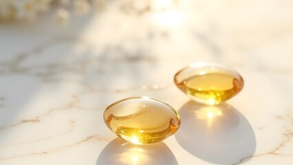 Sun-Kissed Glow Artistic Ampoules on Marble Surface