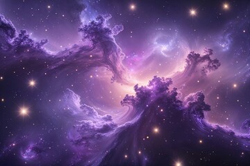 Obraz premium Ethereal Lavender Galaxy Design with Stars and Dreamy Nebulae