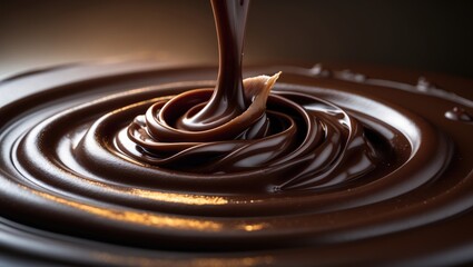 swirl of melted dark chocolate backdrop, sweet liquid cocoa treat