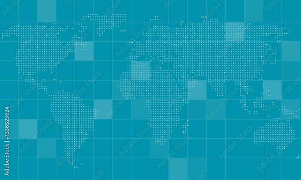 Aufkleber Abstract world map and technology background design. flat vector