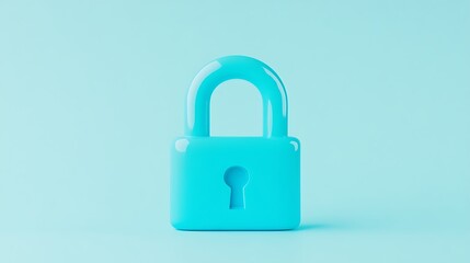 Fototapeta premium Bright Blue Stylish Padlock on Soft Blue Background Symbolizing Security and Privacy in Digital Era