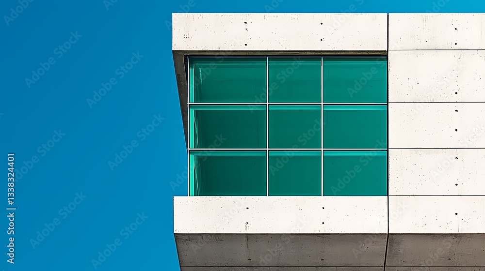 Poster Modern Building Teal Window Minimalist Architecture