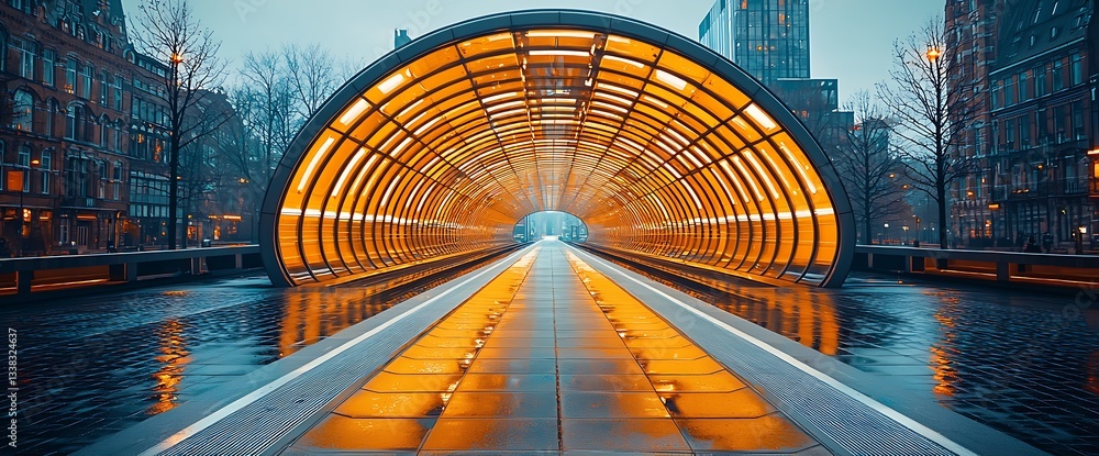 Poster modern city tunnel architecture design