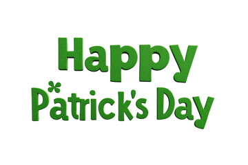 Fototapeta premium Happy saint patrick's day green lettering celebrating irish culture on transparent background