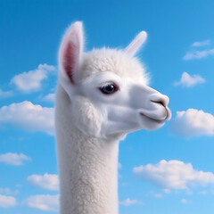 Obraz premium funny portrait of an alpaca with a humorous expression on its face,