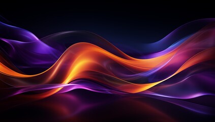 Fototapeta premium Abstract Colorful Waves Background Digital Art Orange Purple and Blue Hues Swirling Flowing Design