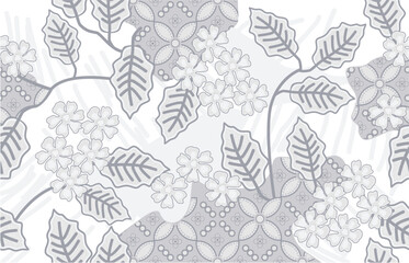 Javanese batik motifs with very distinctive plant patterns of Indonesian Country.