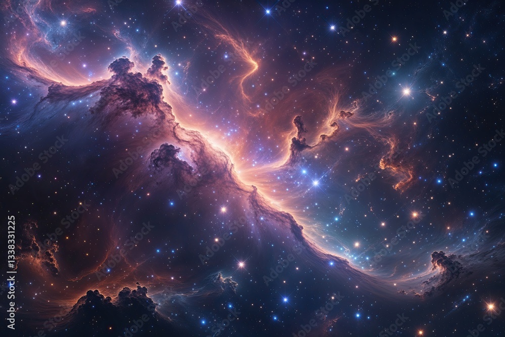 Wall mural luminescent cosmic spectacle featuring a dynamic nebula and vibrant stars in a mesmerizing universe