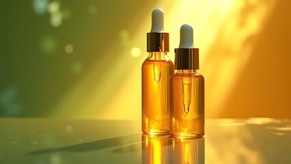 Naklejka premium Radiant Vitamin C Ampoules Illuminating Golden Elixir with a Sun-Kissed Glow
