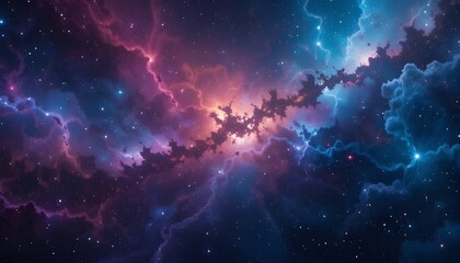 Fototapeta premium Vibrant Cosmic Panorama with Colorful Stars and Nebulas in a Stunning Universe Wallpaper