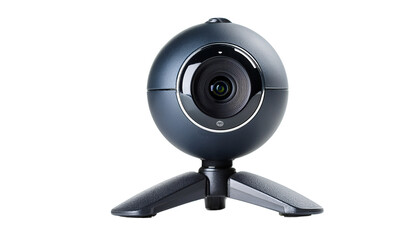 A webcam on a small tripod for video calls, isolated on transparent background