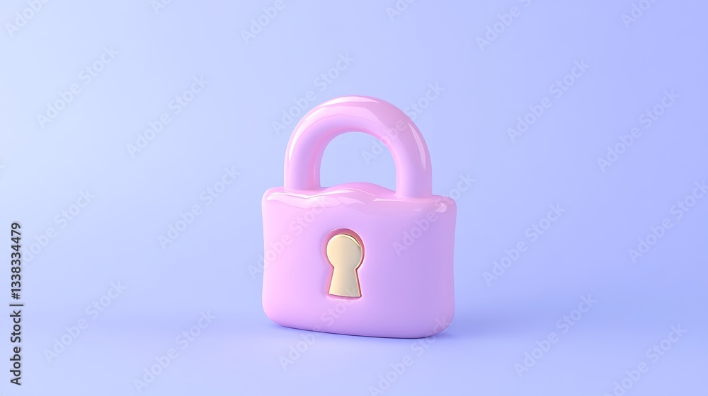 Poster cute pink lock with keyhole over a soft blue background ideal for security and privacy concepts