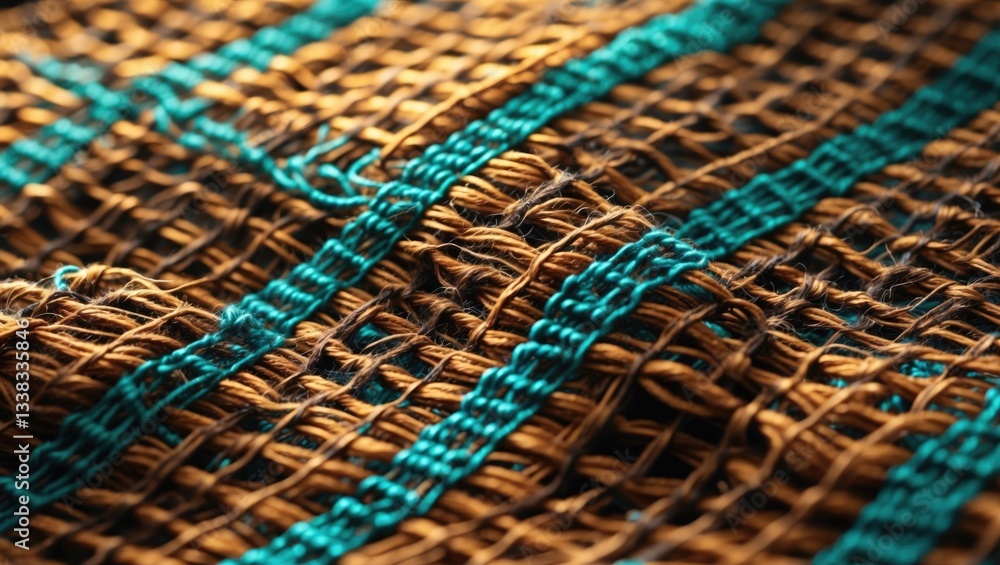Poster woven fabric texture showcases a delicate arrangement of threads, with each strand carefully twisted