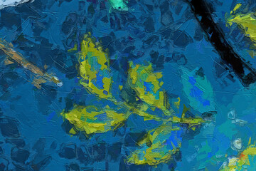 Various oil paintings, flowers, roses, peonies, phoenixes, paisley, and beautiful fish