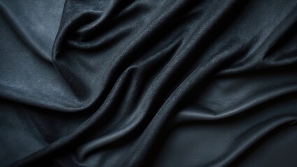 Obraz premium Close-up of black suede. Natural black suede texture for design or project purposes. Velvet, leather underside.