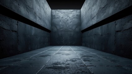 Obraz premium Black stone backdrop featuring space for design. Wide banner. Texture of concrete wall surface.