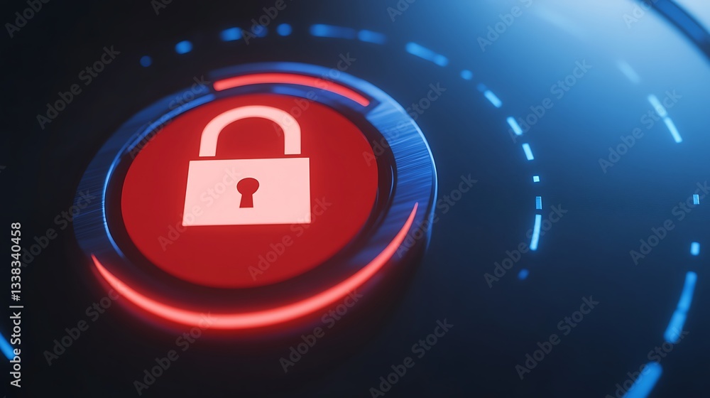 Aufkleber digital lock icon on futuristic background illustrating cybersecurity and data protection concepts