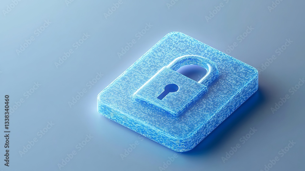 Poster digital lock icon on display for cybersecurity and data protection concepts in modern technology