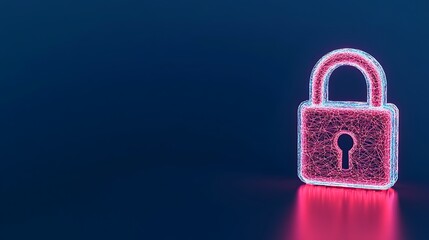 Fototapeta premium Digital lock symbol glowing in neon colors, representing security and protection in online technology