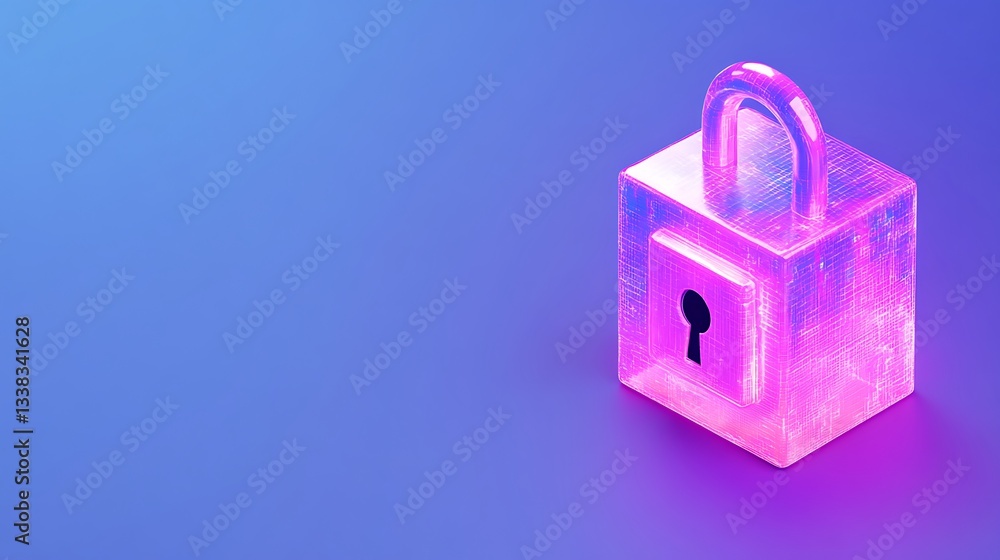 Poster digital lock symbolizing data security and protection against cyber threats in modern technology env