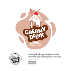 Creamy Drink logo template with a milkshake and a playful style.
