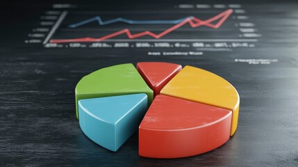 Fototapeta premium Analyzing Business Growth with Pie Chart Percentages in a Graph Report Environment
