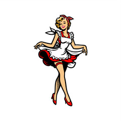 pinup girl waitress maid wear bandana headban	
