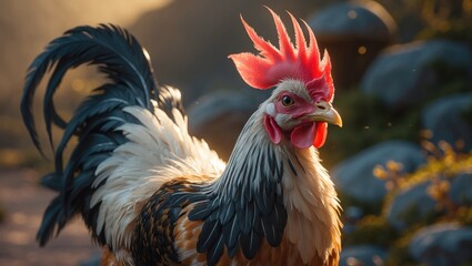 Polish or Houdan chicken with amusing crest