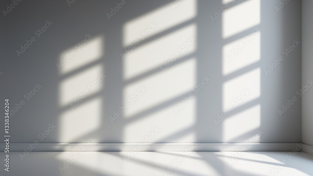 Aufkleber gray shadow and light blur abstract background on white wall created by a window. dark grey stripe s
