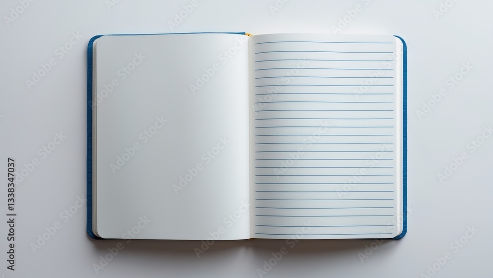 Poster isolated open blank notebook featuring lined pages