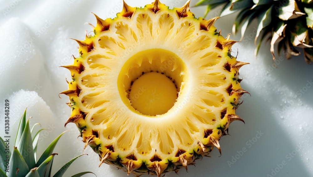 Poster pineapple with slices isolated clipping path