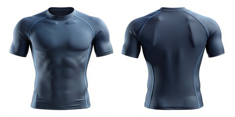 Blank Rash Guard Mockup: Short Sleeve Athletic Shirt Template for Design Presentation